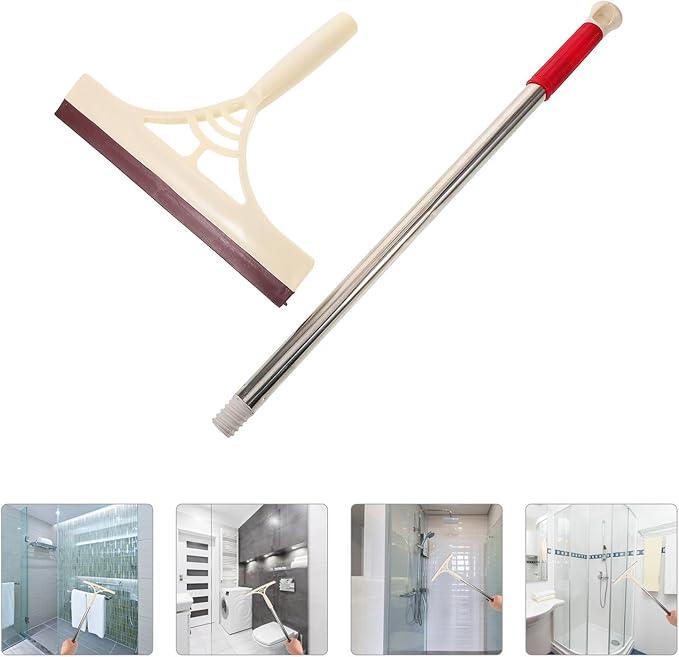 Multifunction Window Squeegee and Floor Wiper, Khaki Glass Cleaner Tool with Wet and Dry Use, Bathroom and Car Windshield Scrubber for Home Cleaning
