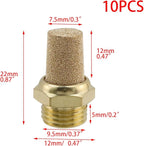 Wealrit 10 PCS Pneumatic Exhaust Mufflers, 1/8" Male Thread Hex Copper Air Muffler Silencer, 0.87" Length Industrial Muffler Filter Air Line Fitting for Compressed Air Systems, Valves, Cylinders