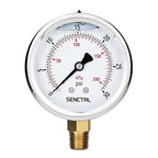 SENCTRL 0-30 PSI Glycerin Liquid Filled Low Pressure Gauge, 2.5" Dial Size, 1/4 NPT, Stainless Steel Case, Lower Mount, for Water Oil Air Pressure Test