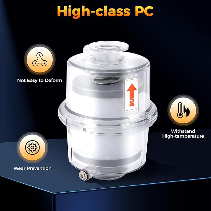 KF25 Oil Mist Filter for Vacuum Pump, 95% Filtration Efficiency PC Fume Separator with Drain Pipe, Compact Exhaust Filter for Lab Industrial