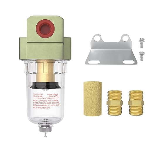 1/4 Air Pump Filter Pneumatic Water Trap for Air Compressor Oil Separator Compressed Airline Dryer Trap Inline AF2000-02 Manual