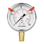 0 to 160 Psi Pressure Gauge, Glycerin Liquid Filled, 2.5 inch Dial, 1/4" NPT Lower Mount, Stainless Steel Case, for Air Compressor, Well Pump, Water, RV, CO2, Pipe, Gas, Pressure Test