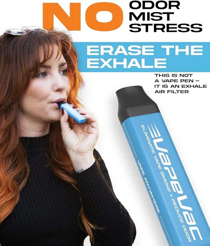 VapeVac (Registered AMZ Brand) – Pocket-Sized Personal Air Filter for Discreet Output Reduction | Minimizes Odor, Keeps Air Fresh | Not an Emission Device – 500+ Uses (White)