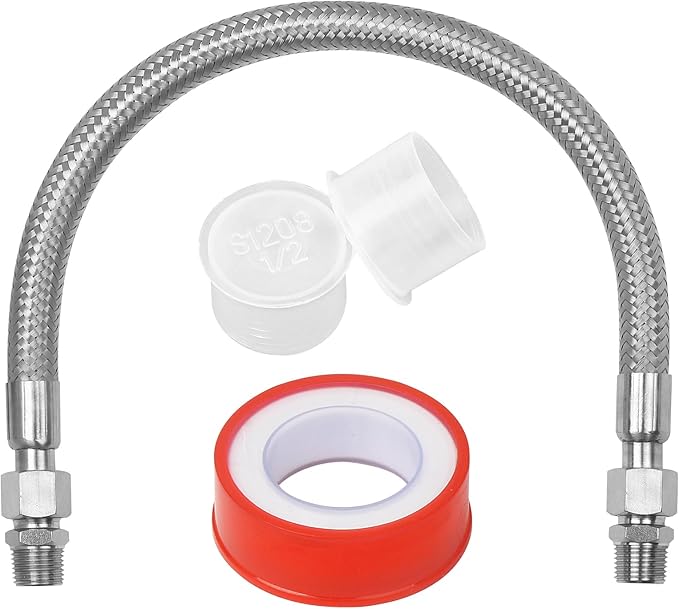 20 Inch 3/4 Inch Industrial Grade Compressor Jumper hose Kit,Air Hose for Compressed Air Piping System With Two 3/4" NPT Male parts (450 PSI &750°F),Flexible Stainless Steel Metal Hose ﻿