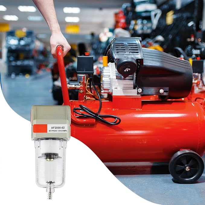 Joyzan Water Oil Separator Filter, Air Compressor Replacement AF2000 02 Pneumatic 1/4 inch NPT Inlet Outlet Particulate Airbrush Moisture Trap Cleaner Compressed in Line Dryer Fitting Paint Spray