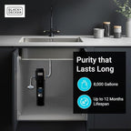 BLACK+DECKER Undersink Water Filter 10’’ | Reduces CHLORAMINE,Chlorine, Lead, PFAS, Bad Taste, Odor | Under Counter Water Filter Direct Connect to Kitchen Faucet | NSF/ANSI 42 Certified | 1 year