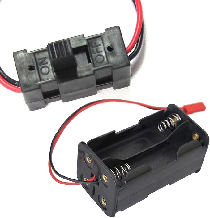 RC 1/8 Air Filter Cleaner Upgraded Parts Fit SH.28 Engine & On/Off Power Switch Battery Receiver & 4 Cell AA Battery Container Case Holder Pack Box with JST Plug