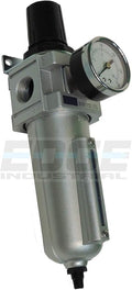 T-H-B CO EDGE INDUSTRIAL Heavy Duty Compressed AIR Filter Regulator Combo Piggyback, Metal Bowl, Visible Sight Glass, 5 Micron Element (1/2" AUTO Drain)