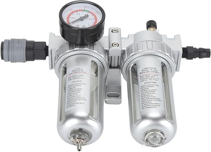 Compressed Air Line Filter, Aluminum Alloy Filter Back Fastening Design 5-60℃ Operating Temperature Range Oil Trap Separator for Teaching Laboratory