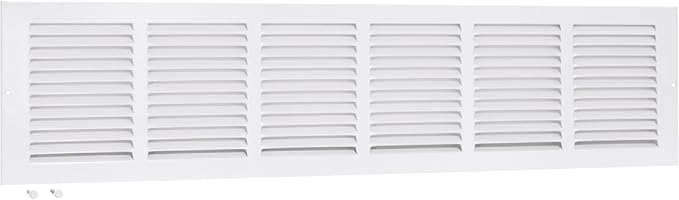 EZ-FLO 30 x 6 Inch (Duct Opening) Return Air Vent Cover for Wall or Ceiling, Solid Steel Return Air Grille, HVAC Vent Cover, White, 61630