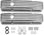Tall Valve Covers For SBC 283 305 327 350 400 1958-1986 and 15" Oval Air Cleaner Partial Finned Polished