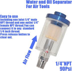 Oil Water Separator for Air Line, 1/4 Inch NPT Inlet and Outlet, Air Compressor Water Separator Filter, Water Separator For Air Compressor Line Dryer 90 PSI (4Pcs)