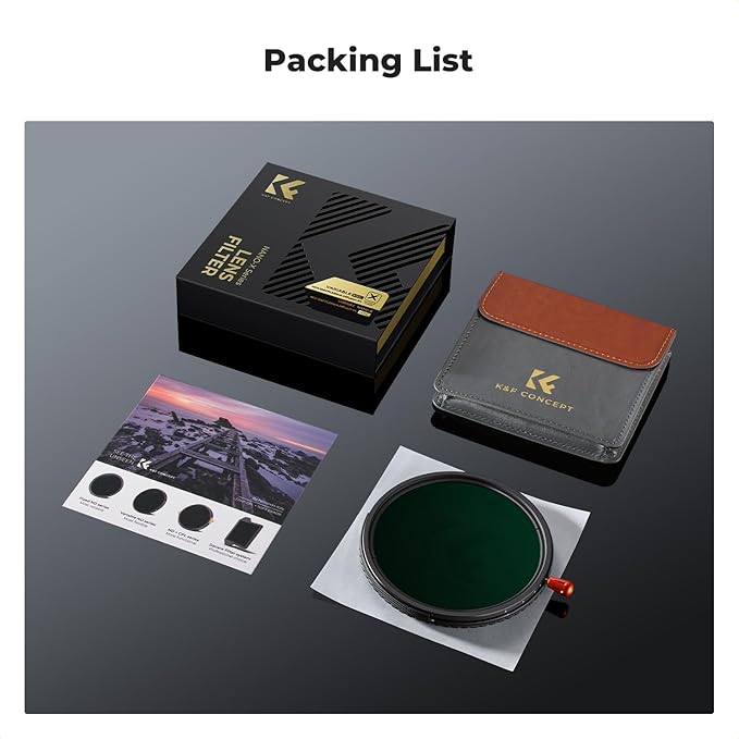 K&F CONCEPT 72mm Black Diffusion Mist Effect 1/4 & Variable ND2-32(1-5 Stops) & Circular Polarizing Filter CPL-in 1 HD Lens Filter with 28 Multi-Coatings for Camera Lenses (Nano-X Series)