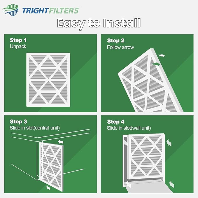 16x25x1 Air Filter 6 Pack, Durable MERV 8 Pleated Home HVAC AC Furnace Filters, Lightweight Compact Air Conditioner Filter Replacement