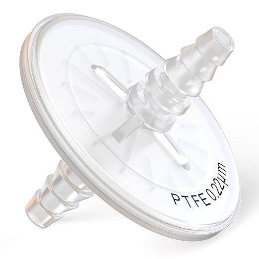 Air Venting Filter Sterile PTFE Hydrophobic Filter Disc 50mm 0.22μm with 7mm-13mm Stepped Hose and Barb Female Luer for Air Filtration, Individually Packed (5)