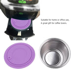 Reusable Coffee Capsule, Stainless Steel Coffee Filter Cup Set, Coffee Capsule Cup with Pressed Powder Cover for Coffee Maker (Purple)