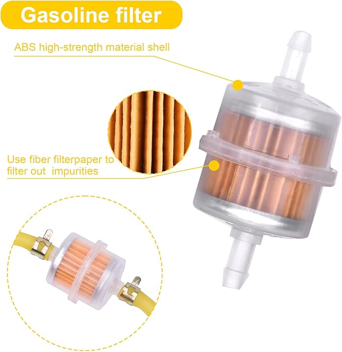 3/16 ID Fuel Line Hose 10FT + 2pcs Fuel Filter+10pcs Clamp For Honda GC135 GCV135 GC160 GCV160 GC190 Lawn Mower 95001-45003-60M Small Engines Generators X120 GX160 GX120 GX100 GX200 GX390