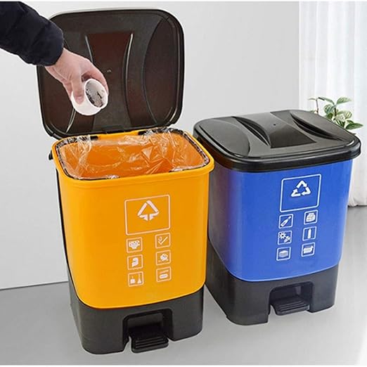 HASMI Trash Can Pedal-Type Trash Can, with Lid, Household Outdoor Garbage Sorting Box 20L Wastebasket (Color : Yellow)