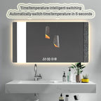 Bathroom Mirror with LED Lights，LED Bathroom Mirror，Smart Lighted Bathroom Mirror for Wall，Energy-Saving LED Smart Mirrors，with Demister Pad，Three-Color Light(H60*W80cm/H23.6*W31.5IN)