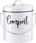 Compost Bin Kitchen, 1.3 Gallon Farmhouse Kitchen Compost Bin Countertop, Indoor Countertop Compost Bucket with Lid and Charcoal Filters, White