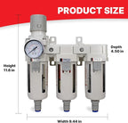 Heavy Duty 1/2" NPT 3 Stage Air Drying System – Industrial Coalescing Filter, Particulate Filter, Desiccant Dryer and Air Regulator with Manual Drain for Air Compressor, Plasma Cutter, and Paint Spray