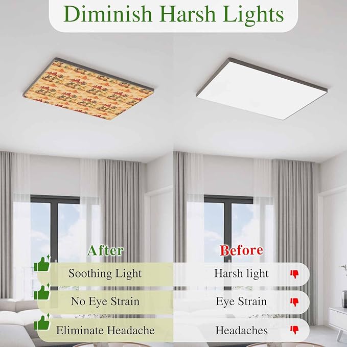 Tropical Plant Cactus Fluorescent Light Covers 2 Pack Western Cowboy Horse Sunset Desert Ethnic Magnetic Fluorescent Ceiling Lights Filters for Office Classroom Home Drop Ceiling 4x2 Feet