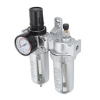 Air Filter Pressure Regulator 1/4 Inch, Compressed Air Line Filter with Dial Gauge, Aluminum Alloy and PC Oil Water Separator for Pneumatic Tools Airbrushing