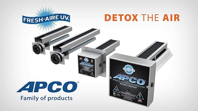 Fresh-Aire UV Fresh-Aire APCO Compact HVAC UV Air Purifier w/Carbon Matrix and Remote Power Supply, Includes 2 Year UVC Lamp, 18-32 VAC