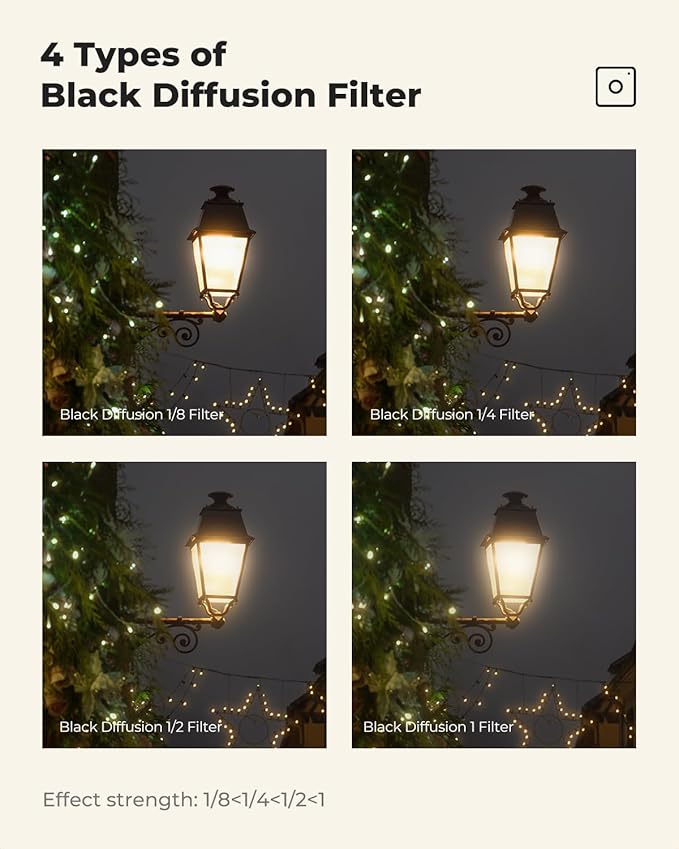 K&F CONCEPT 52mm Black Diffusion 1/2 Filter Mist Cinematic Effect Filter with 18 Multi-Layer Coatings for Video/Vlog/Portrait Photography (K-Series)
