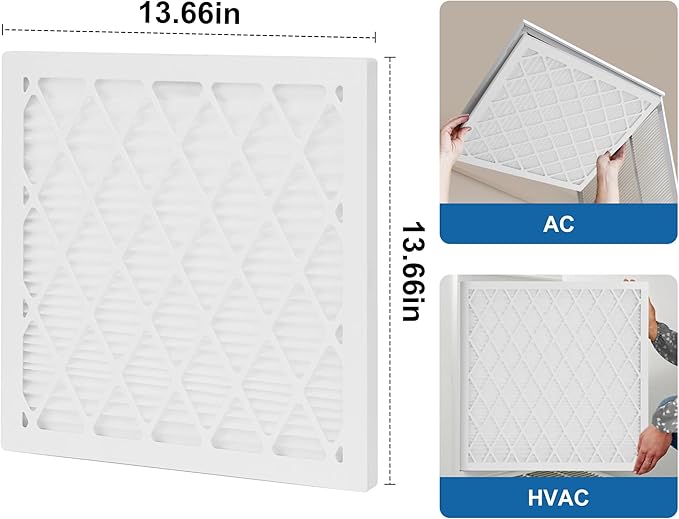 14x14x1 MERV 11 Air Filter, Quality AC/HVAC Furnace Filter，2 Reusable ABS Frame + 8 Pack Replaceable Filter Media，Breathe Fresher and Cost-effective