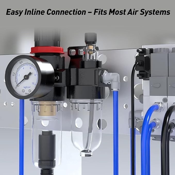 Y H M Industrial Air Line Filter 1/4", 3/8", 3/4" – Compressed Air Moisture & Dust Separator for Pneumatic Tools and Systems (3/8")