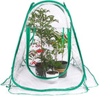 Pop Up Greenhouse Mini Plant Cover - PVC Greenhouses for Flower and Seedling Protection - Outdoor Frost Tent with Transparent Rolling Windows - Includes 4 Steel Hoops & Storage Bag