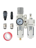 3/8" PT Compressed Air Filter Regulator Lubricator Combo Water/Oil Trap Separator Air Filter Pressure Regulator Manual Drainage AC3010-03 (3/8" NPT, Manual Drainage)