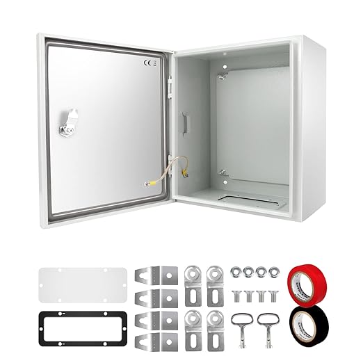 Outdoor Electrical Box, Steel Junction Box 24X16X10'', NEMA 4X Electrical Enclosure Box IP66 Waterproof & Dustproof, Universal Electrical Project Box with Lock & Mounting Plate