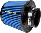 Universal 3" 76mm High-Flow Air Filter, Reusable Cone Cold Air Intake, High Performance, Washable, Clamp-On Car High Flow Dry Air Kit, Flange Diameter: 3 Inch, Filter Height: 6.4 Inch, Green
