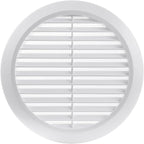 White 6" Inch Round Ventilation Grille with Insect mesh. (Duct 6Ø / Grille 7Ø) Ventilation Applications. Indoor and Outdoor Vent Cover. Available 3 Sizes / 4 Colors.