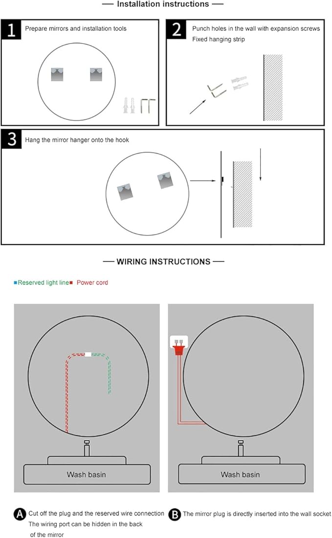 Led Mirror for Bathroom,Bathroom Mirrors for Vanity,Shatter-Proof,with Dimming & 3 Color Modes,Heated Demister Pad,Anti-Fog,Hanging Vanity Mirror,Easy to Install, Easy to Clean (Size : 80x80cm)