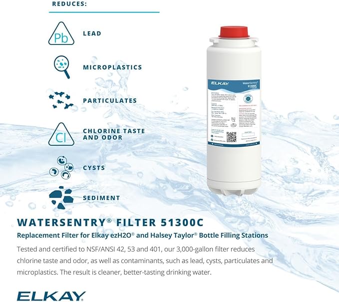 Elkay Genuine WaterSentry 51300C Lead + Microplastics NSF/ANSI Certified Filter (12-Pack)(Bottle Fillers)