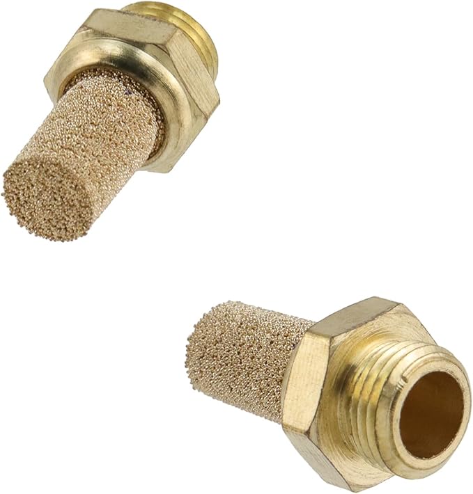 Wealrit 10 PCS Pneumatic Exhaust Mufflers, 1/8" Male Thread Hex Copper Air Muffler Silencer, 0.87" Length Industrial Muffler Filter Air Line Fitting for Compressed Air Systems, Valves, Cylinders