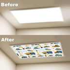 6 Pcs Fluorescent Light Covers for Ceiling Lights Seamless Construction Vehicles Cranes Excavators Trucks Bulldozers Decorative Magnets Light Filters for Office Home Classroom Must Haves 4’ x 2’