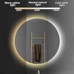 Bathroom Mirror with LED Lights and Touch Sensor, Wall Mounted Mirror with Demister Pad, 3 Colours of Light, Double Touch Button, for Entryway, Bathroom, Vanity(40cm/15.7in)