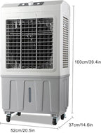 Portable Evaporative Air Cooler with 4 Wheels, Large Water Tank, Wide Oscillation, Multiple Speeds for Large Room Cooling