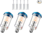 3 Pcs Mini in-Line Air Filter Water Oil Separator for Air Line with 5 Pcs Spray Tool Filter,1/4'' NPT Inlet and Outlet Oil Water Separator Airbrush Filter Moisture Separator
