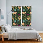 2 Panel Kitchen Cafe Curtains, Retro Desert Camel Sunlight Filtering Nature Air Through, Window Decor Tier Curtains for Living Room 80W x 63L inch Tropical Animal Aloe Vera Leaves Dark Green