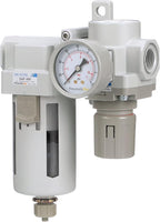 PneumaticPlus SAU420-N04G Compressed Air Filter Regulator Combo 1/2" NPT - Poly Bowl, Manual Drain, Bracket, Gauge