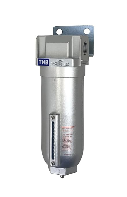 1" NPT Industrial Particulate Filter, Removes Water, Moisture, Debris from Compressed Air Lines, 11oz Bowl (225 PSI Max)