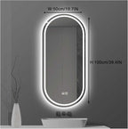 Bathroom Mirror with LED Lights，Bathroom Led Mirror ，Backlit Bathroom Mirror ，LED Mirror for Bathroom，Backlit Lighted Makeup Mirror，with Touch Sensor/Dimming/Demister pad(B,H100*W50cm/H39.4*W19.7IN)