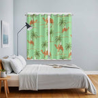 2 Panel Kitchen Cafe Curtains, Desert Camels Sunlight Filtering Nature Air Through, Home Decor Window Covering Tier Curtains for Living Room 80W x 63L inch Tropical Date Palm Trees Animal Green
