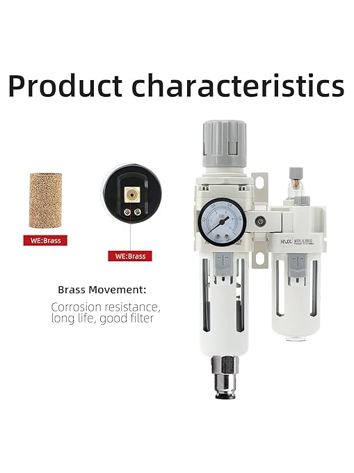 3/8" PT Compressed Air Filter Regulator Lubricator Combo Water/Oil Trap Separator Air Filter Pressure Regulator Automatic Drainage AC3010-03D (3/8" NPT, Automatic Drainage)