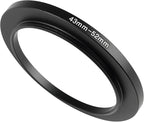 43-52mm Metal Step-Up Ring Adapter Compatible with Mirrorless Cameras DSLR Lens, UV CPL ND Filter Thread Converter, Black